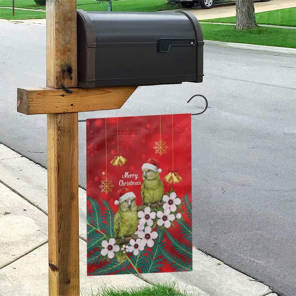 New Zealand Kakapo Christmas Garden Flag Owl Parrot Santa Sliver Fern Manuka - Red - Aussie Hoodie
