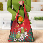New Zealand Kakapo Christmas Grocery Bag Owl Parrot Santa Sliver Fern Manuka - Red - Aussie Hoodie