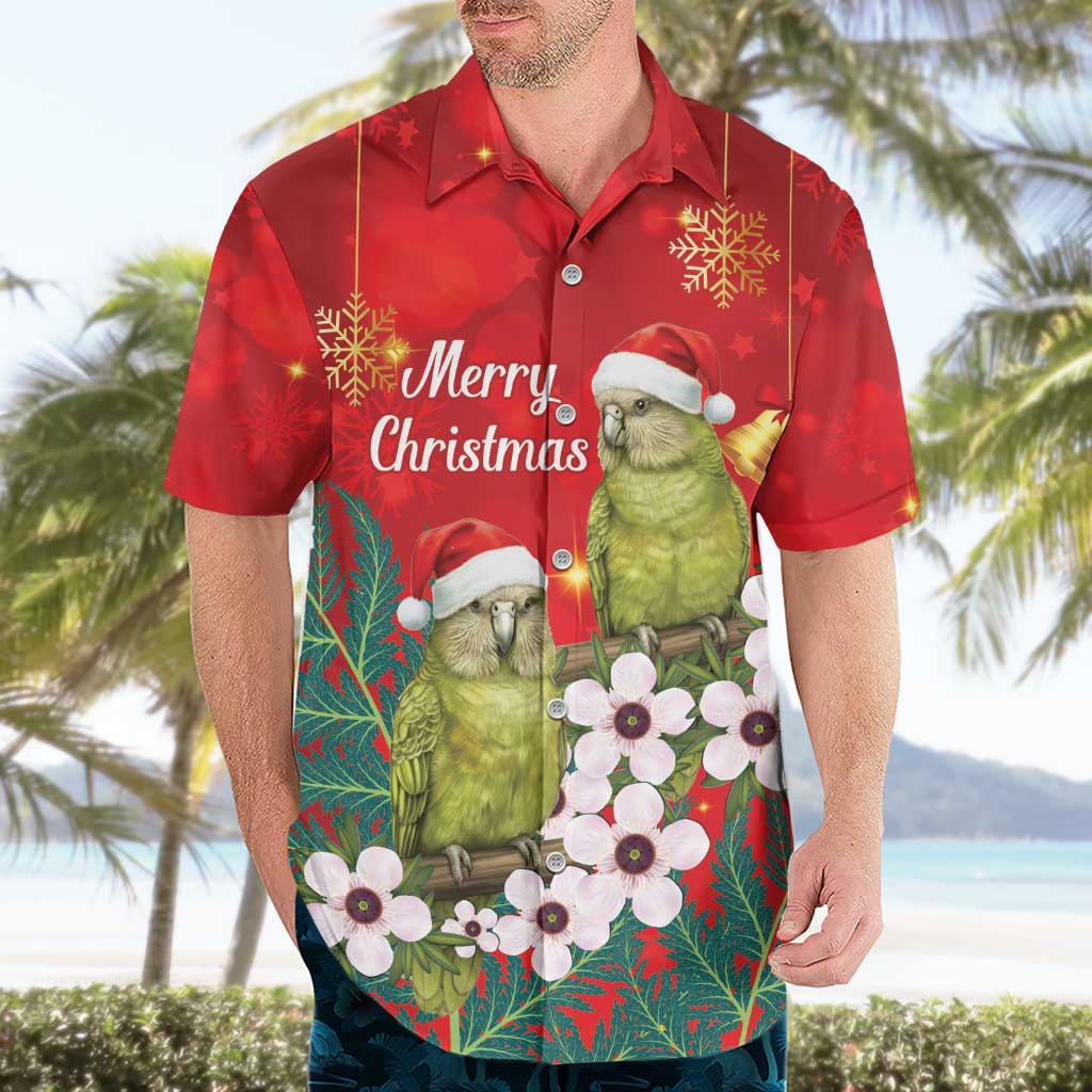 New Zealand Kakapo Christmas Hawaiian Shirt Owl Parrot Santa Sliver Fern Manuka - Red - Aussie Hoodie