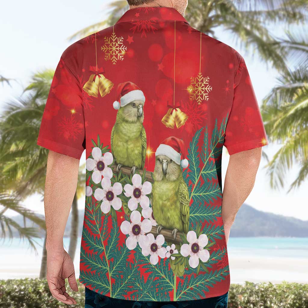 New Zealand Kakapo Christmas Hawaiian Shirt Owl Parrot Santa Sliver Fern Manuka - Red - Aussie Hoodie