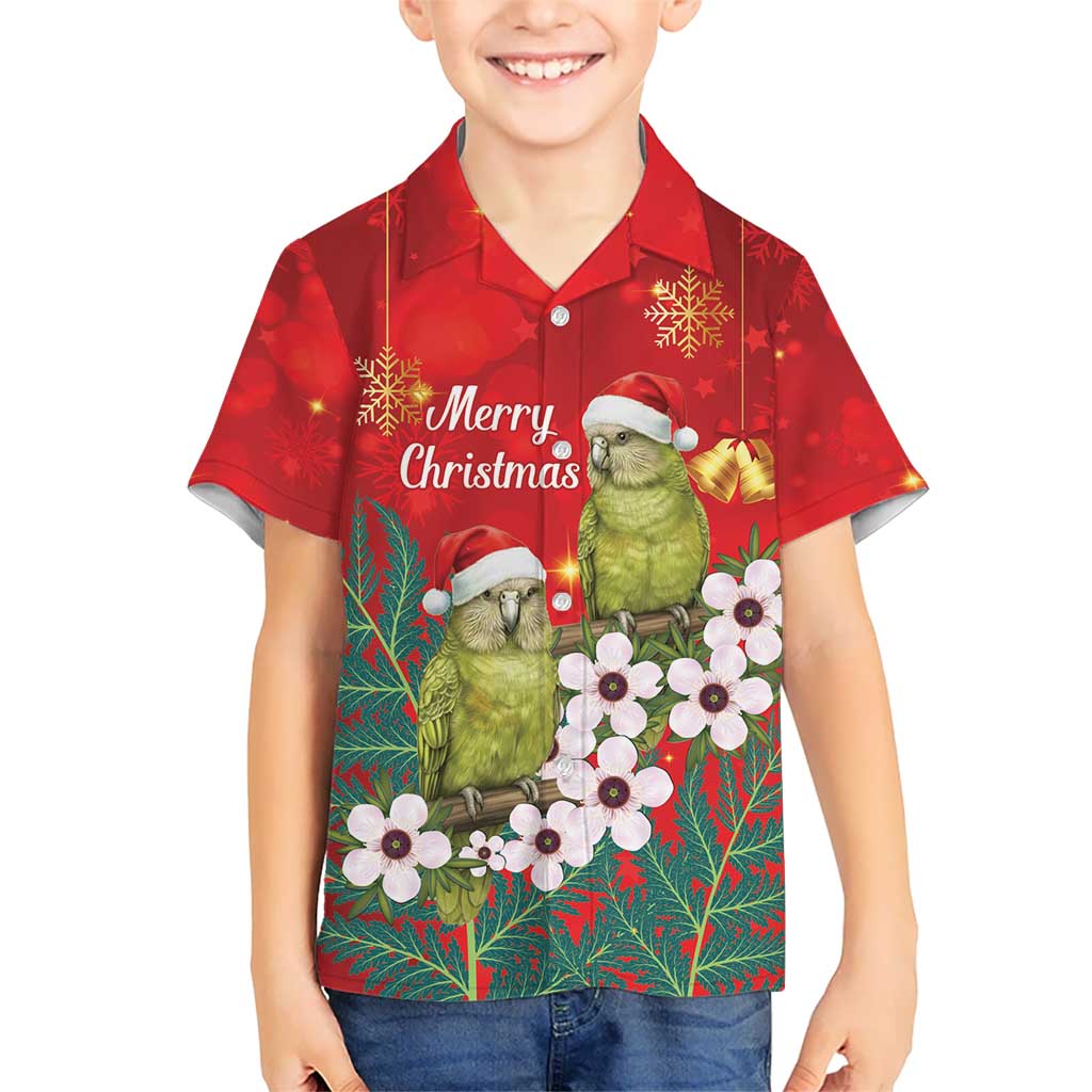 New Zealand Kakapo Christmas Hawaiian Shirt Owl Parrot Santa Sliver Fern Manuka - Red - Aussie Hoodie