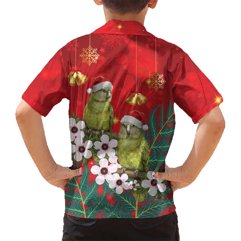 New Zealand Kakapo Christmas Hawaiian Shirt Owl Parrot Santa Sliver Fern Manuka - Red - Aussie Hoodie