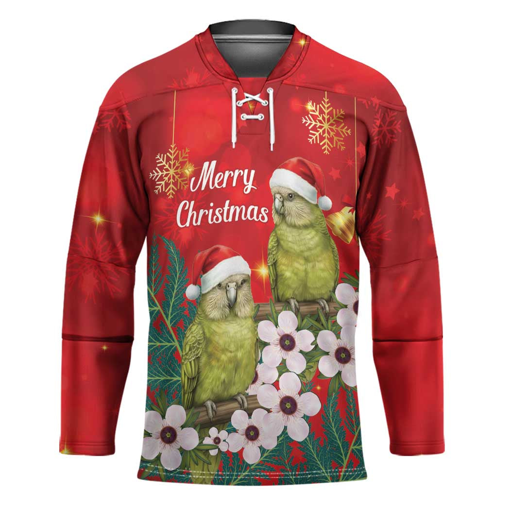 New Zealand Kakapo Christmas Hockey Jersey Owl Parrot Santa Sliver Fern Manuka - Red - Aussie Hoodie