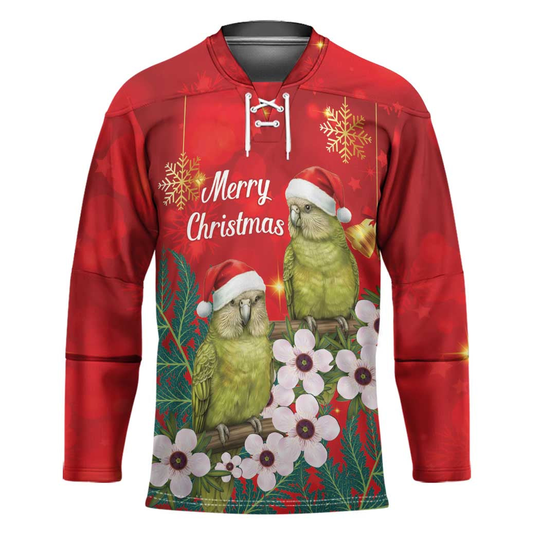New Zealand Kakapo Christmas Hockey Jersey Owl Parrot Santa Sliver Fern Manuka - Red - Aussie Hoodie