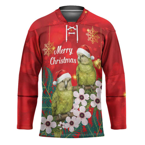 New Zealand Kakapo Christmas Hockey Jersey Owl Parrot Santa Sliver Fern Manuka - Red - Aussie Hoodie
