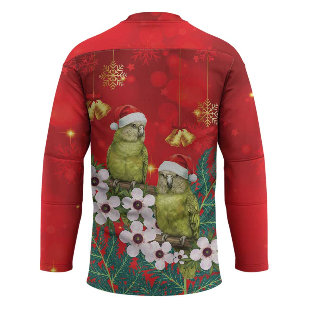 New Zealand Kakapo Christmas Hockey Jersey Owl Parrot Santa Sliver Fern Manuka - Red - Aussie Hoodie