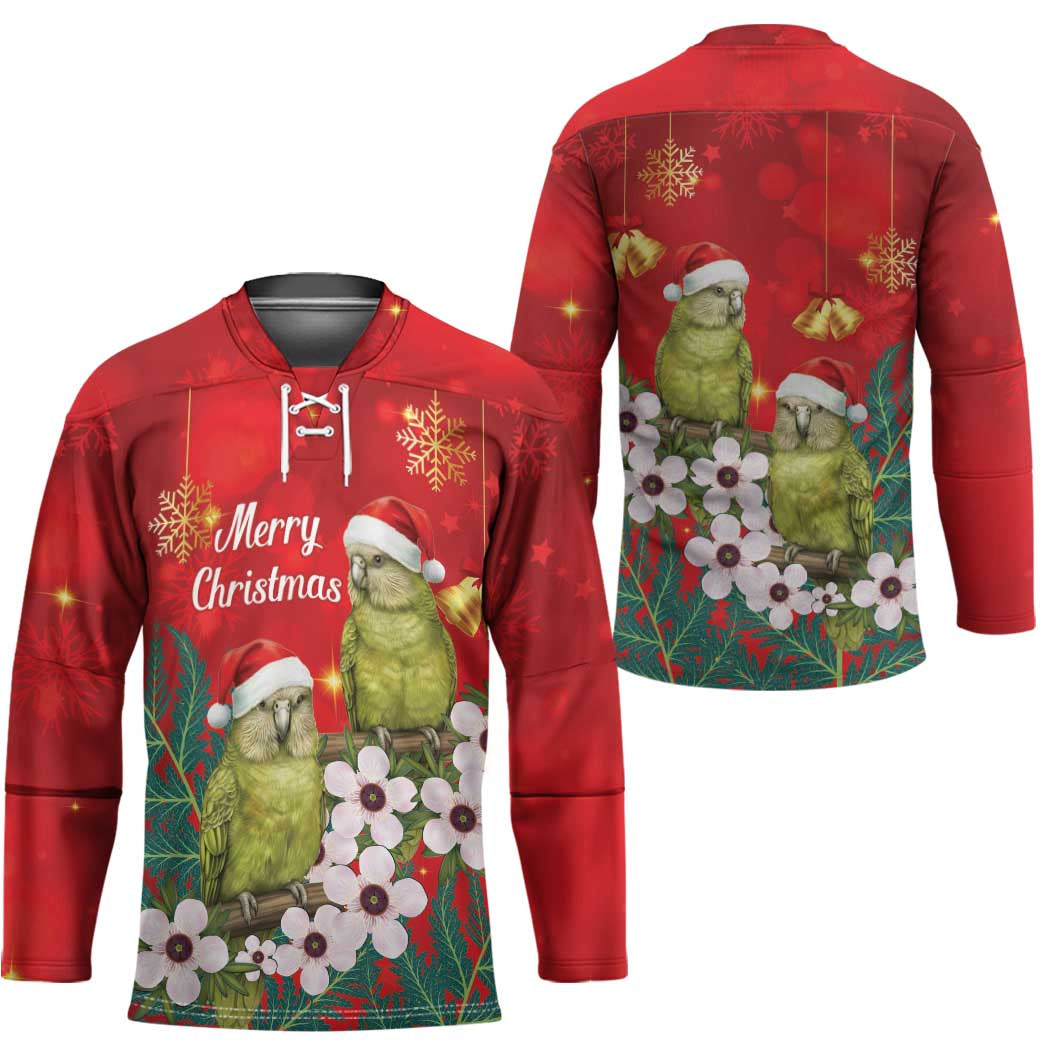 New Zealand Kakapo Christmas Hockey Jersey Owl Parrot Santa Sliver Fern Manuka - Red - Aussie Hoodie