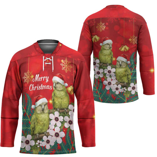 New Zealand Kakapo Christmas Hockey Jersey Owl Parrot Santa Sliver Fern Manuka - Red - Aussie Hoodie