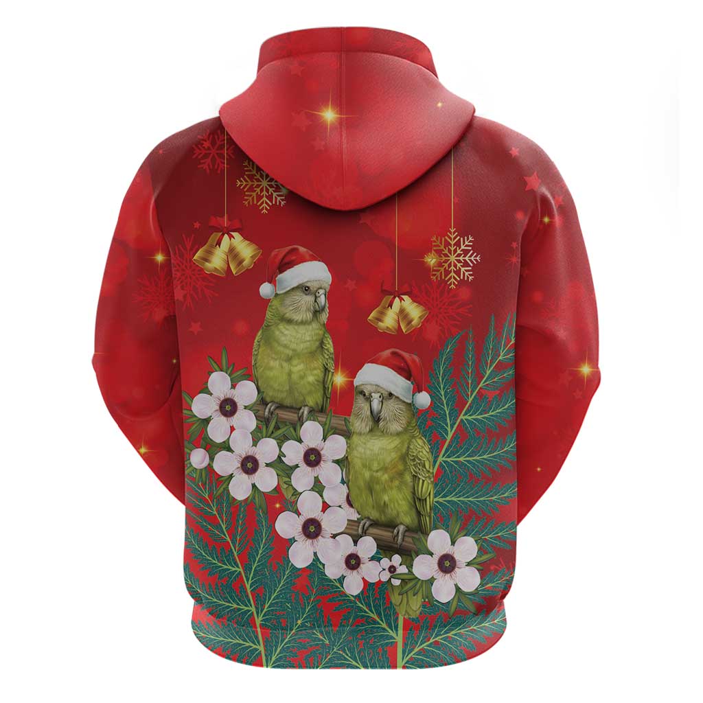 New Zealand Kakapo Christmas Hoodie Owl Parrot Santa Sliver Fern Manuka - Red - Aussie Hoodie