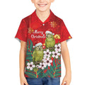 New Zealand Kakapo Christmas Kid Hawaiian Shirt Owl Parrot Santa Sliver Fern Manuka - Red - Aussie Hoodie