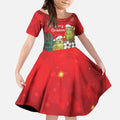 New Zealand Kakapo Christmas Kid Short Sleeve Dress Owl Parrot Santa Sliver Fern Manuka - Red - Aussie Hoodie