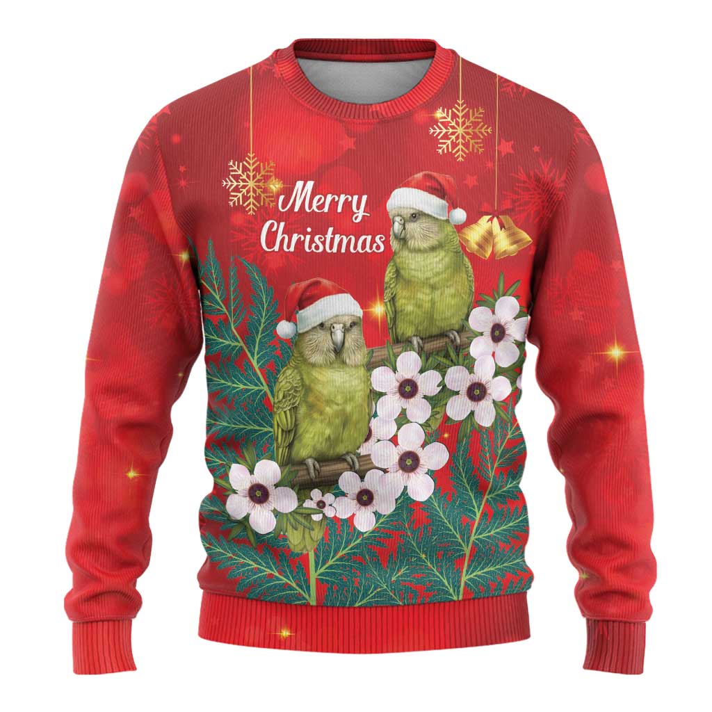 New Zealand Kakapo Christmas Ugly Christmas Sweater Owl Parrot Santa Sliver Fern Manuka - Red - Aussie Hoodie