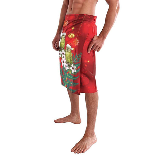 New Zealand Kakapo Christmas Lavalava Owl Parrot Santa Sliver Fern Manuka - Red - Aussie Hoodie