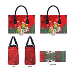 New Zealand Kakapo Christmas Leather Bag Owl Parrot Santa Sliver Fern Manuka - Red - Aussie Hoodie