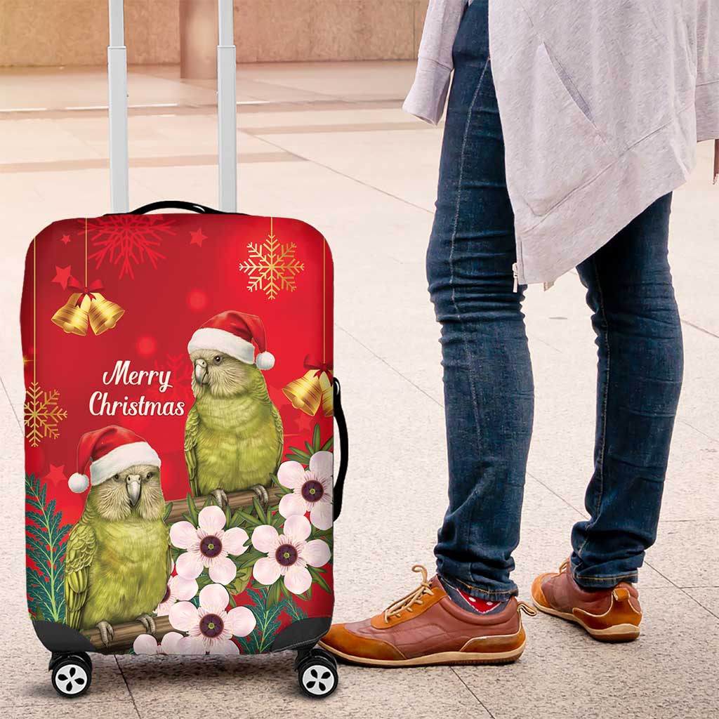 New Zealand Kakapo Christmas Luggage Cover Owl Parrot Santa Sliver Fern Manuka - Red - Aussie Hoodie