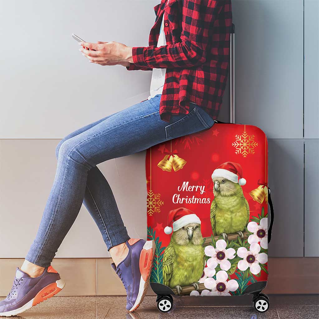 New Zealand Kakapo Christmas Luggage Cover Owl Parrot Santa Sliver Fern Manuka - Red - Aussie Hoodie