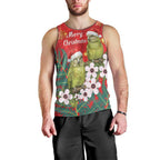 New Zealand Kakapo Christmas Men Tank Top Owl Parrot Santa Sliver Fern Manuka - Red - Aussie Hoodie