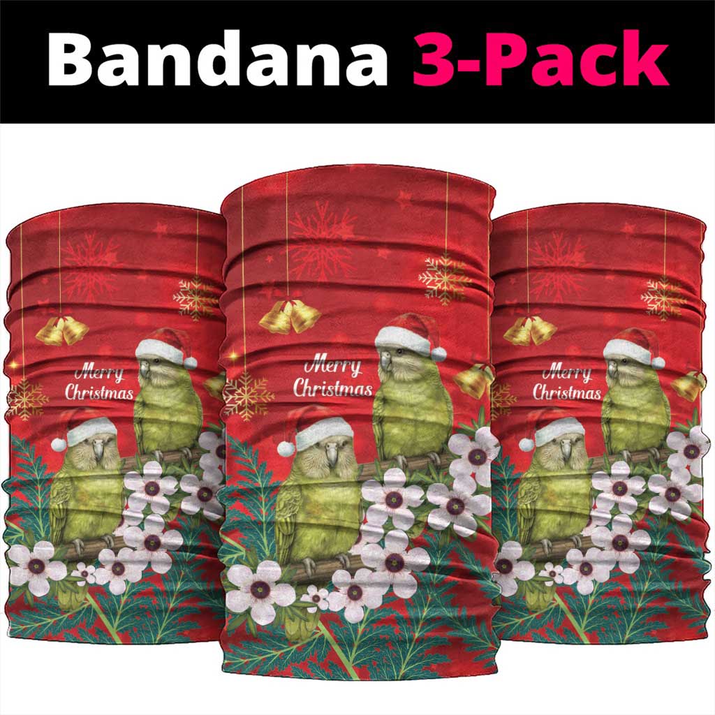 New Zealand Kakapo Christmas Neck Gaiter Owl Parrot Santa Sliver Fern Manuka - Red - Aussie Hoodie