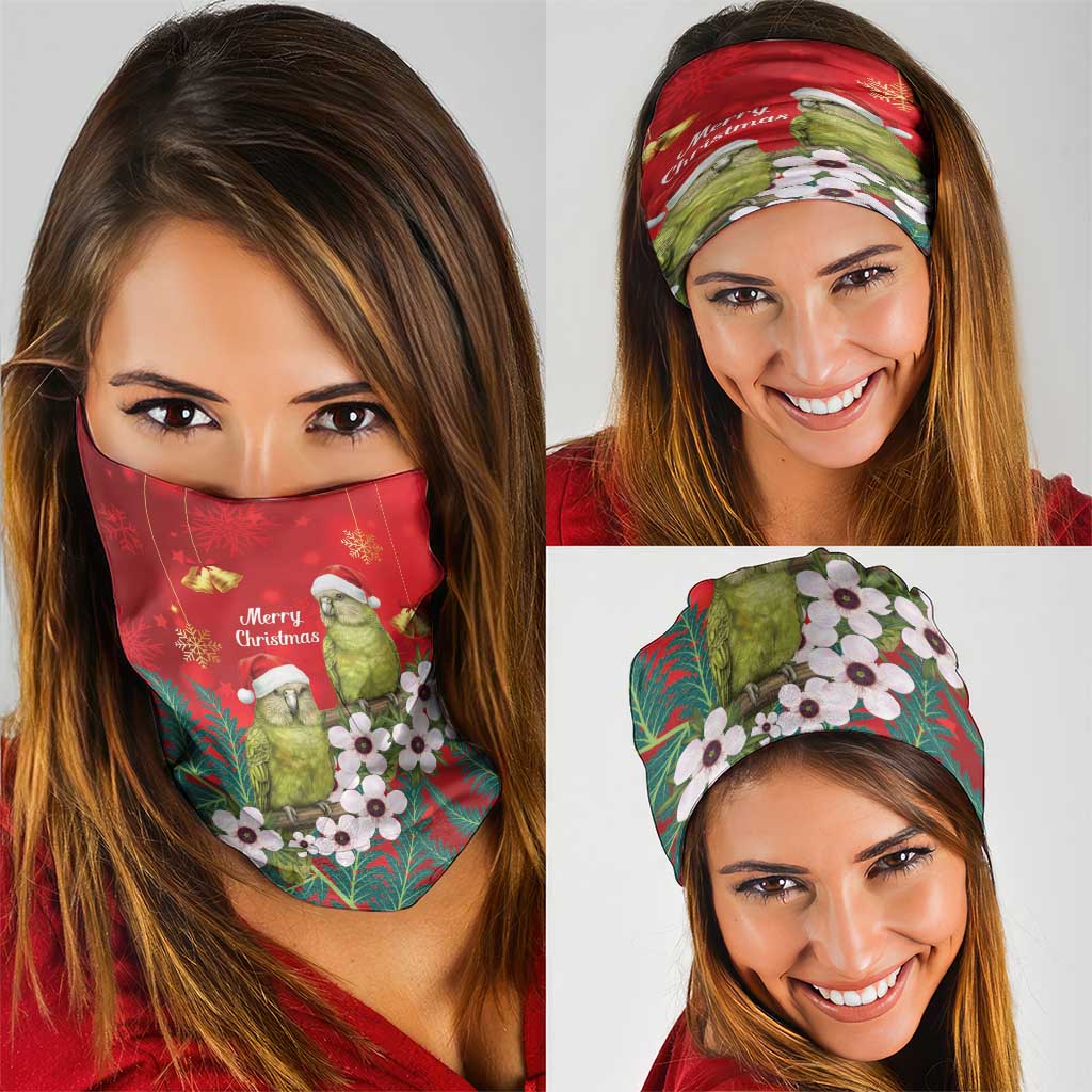 New Zealand Kakapo Christmas Neck Gaiter Owl Parrot Santa Sliver Fern Manuka - Red - Aussie Hoodie