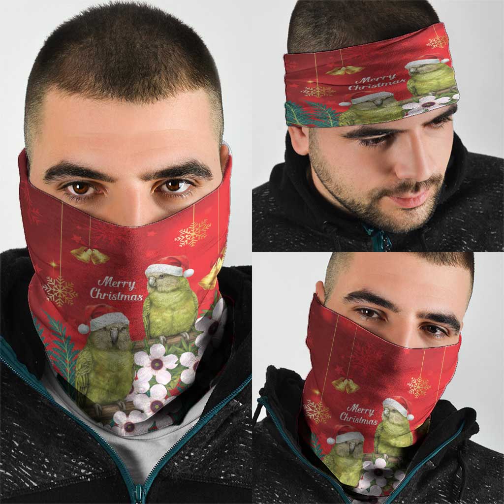 New Zealand Kakapo Christmas Neck Gaiter Owl Parrot Santa Sliver Fern Manuka - Red - Aussie Hoodie
