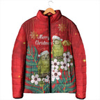 New Zealand Kakapo Christmas Padded Jacket Owl Parrot Santa Sliver Fern Manuka - Red - Aussie Hoodie