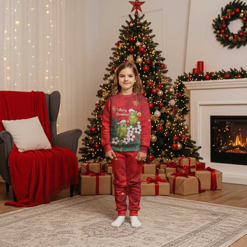 New Zealand Kakapo Christmas Pajama Set Owl Parrot Santa Sliver Fern Manuka - Red - Aussie Hoodie