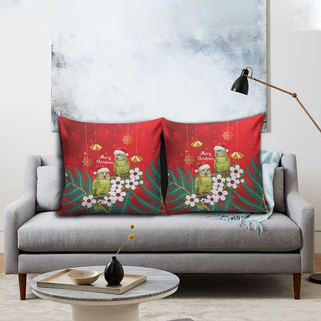 New Zealand Kakapo Christmas Pillow Cover Owl Parrot Santa Sliver Fern Manuka - Red - Aussie Hoodie