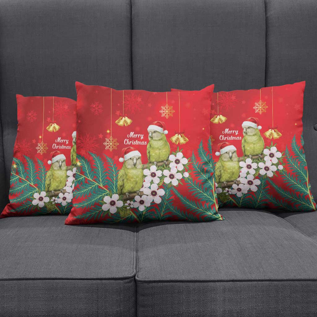 New Zealand Kakapo Christmas Pillow Cover Owl Parrot Santa Sliver Fern Manuka - Red - Aussie Hoodie