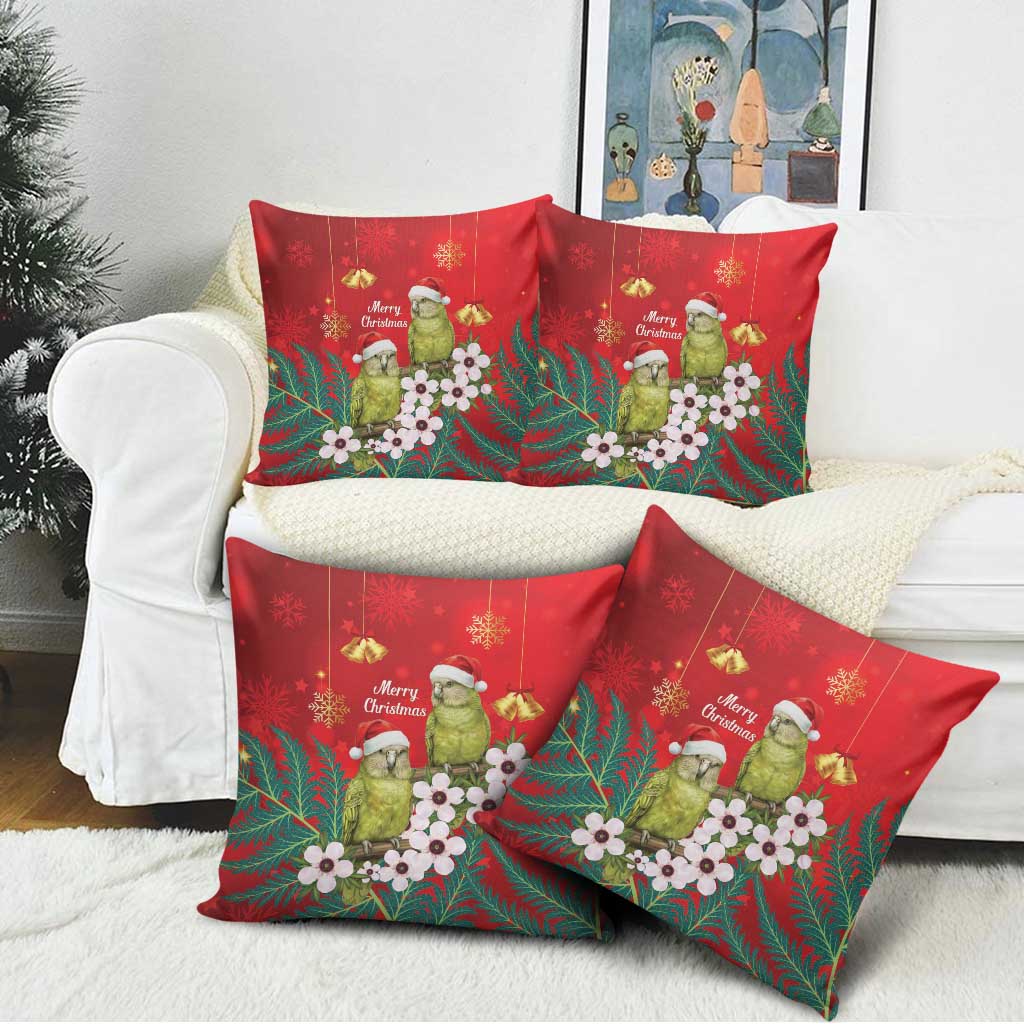 New Zealand Kakapo Christmas Pillow Cover Owl Parrot Santa Sliver Fern Manuka - Red - Aussie Hoodie