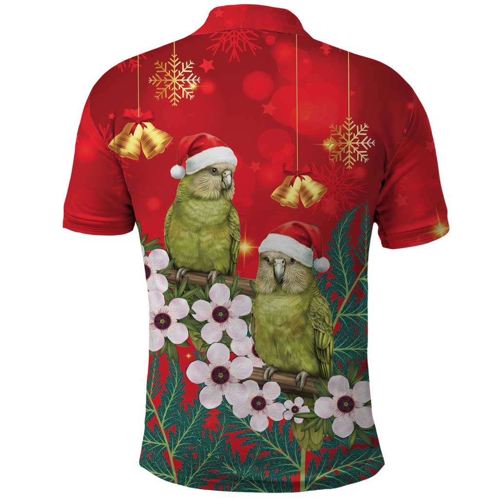 New Zealand Kakapo Christmas Polo Shirt Owl Parrot Santa Sliver Fern Manuka - Red - Aussie Hoodie