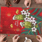 New Zealand Kakapo Christmas Puzzle Owl Parrot Santa Sliver Fern Manuka - Red - Aussie Hoodie