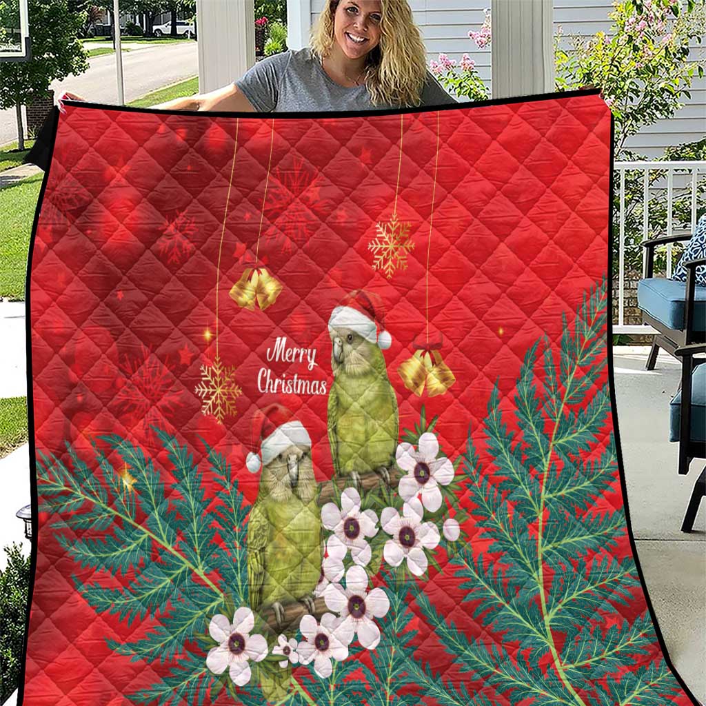 New Zealand Kakapo Christmas Quilt Owl Parrot Santa Sliver Fern Manuka - Red - Aussie Hoodie