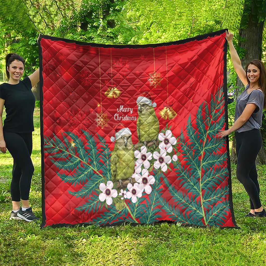 New Zealand Kakapo Christmas Quilt Owl Parrot Santa Sliver Fern Manuka - Red - Aussie Hoodie