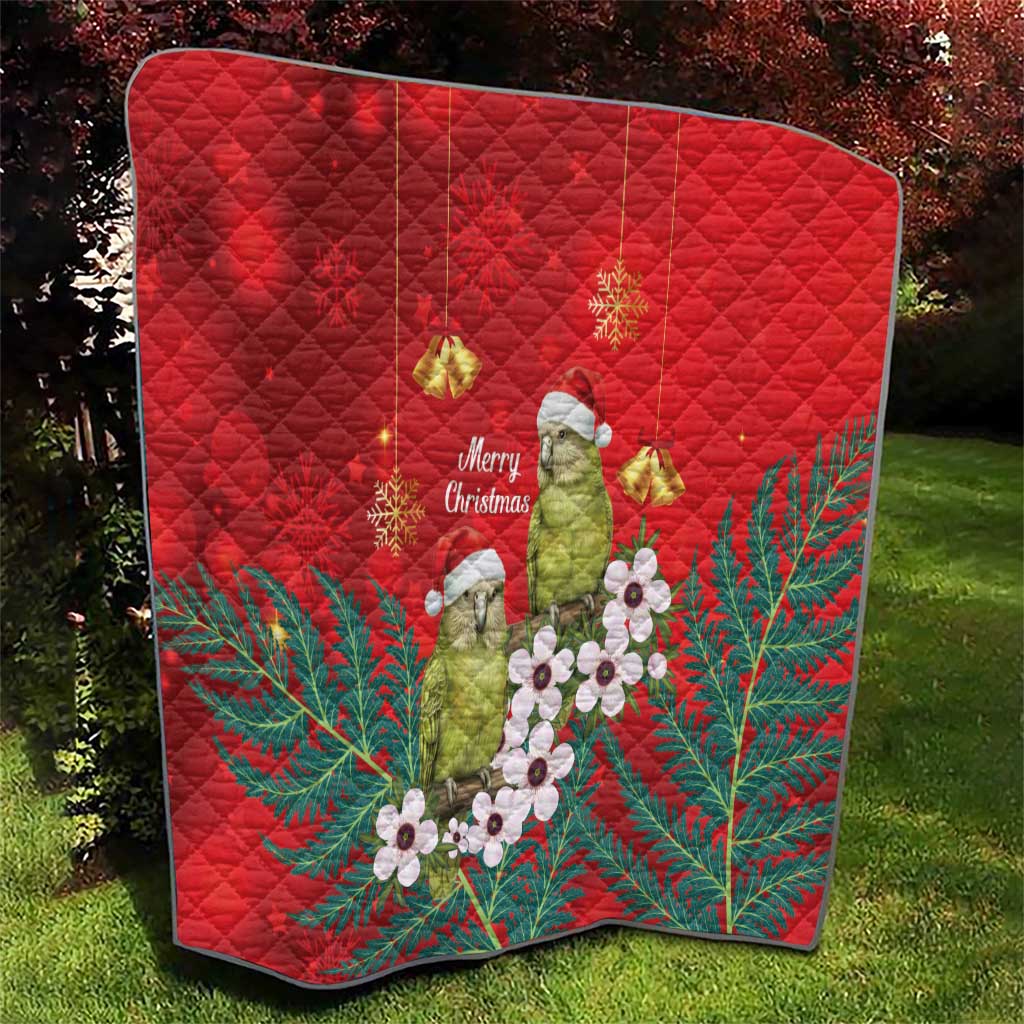 New Zealand Kakapo Christmas Quilt Owl Parrot Santa Sliver Fern Manuka - Red - Aussie Hoodie