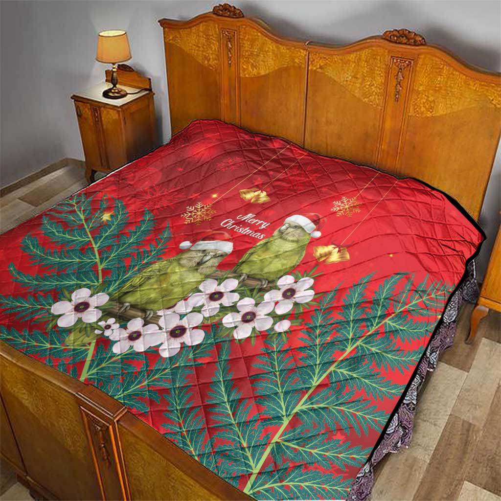 New Zealand Kakapo Christmas Quilt Owl Parrot Santa Sliver Fern Manuka - Red - Aussie Hoodie