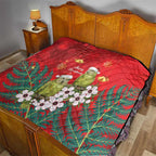 New Zealand Kakapo Christmas Quilt Owl Parrot Santa Sliver Fern Manuka - Red - Aussie Hoodie