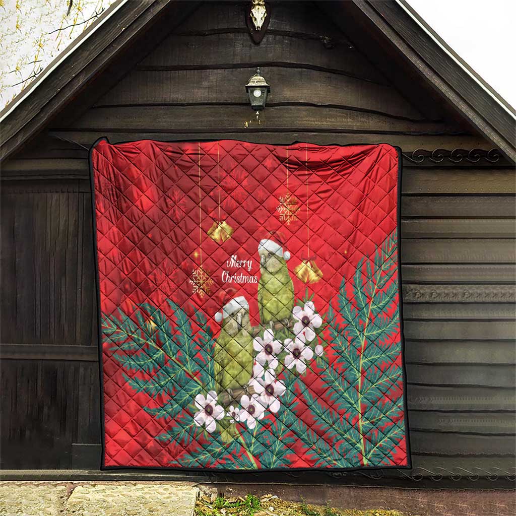 New Zealand Kakapo Christmas Quilt Owl Parrot Santa Sliver Fern Manuka - Red - Aussie Hoodie