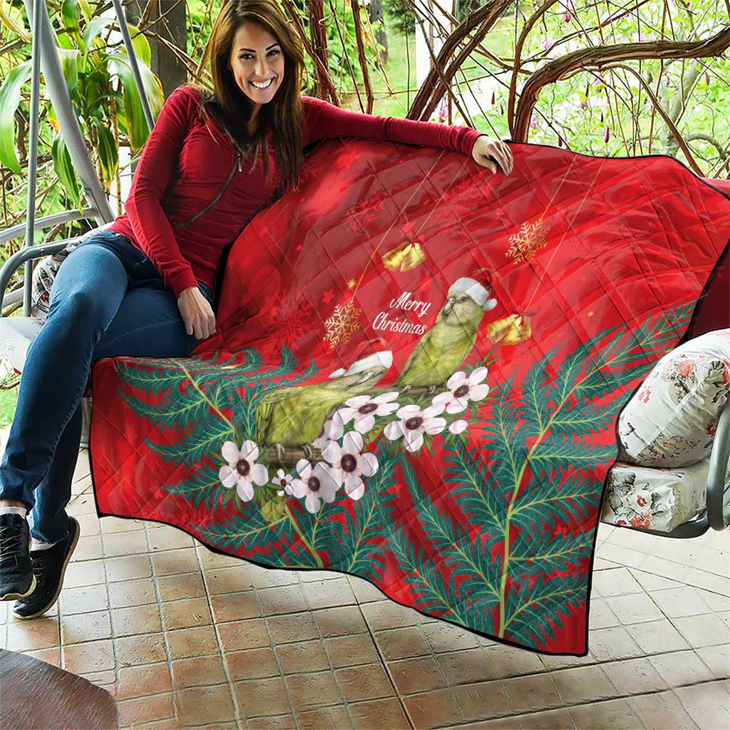 New Zealand Kakapo Christmas Quilt Owl Parrot Santa Sliver Fern Manuka - Red - Aussie Hoodie