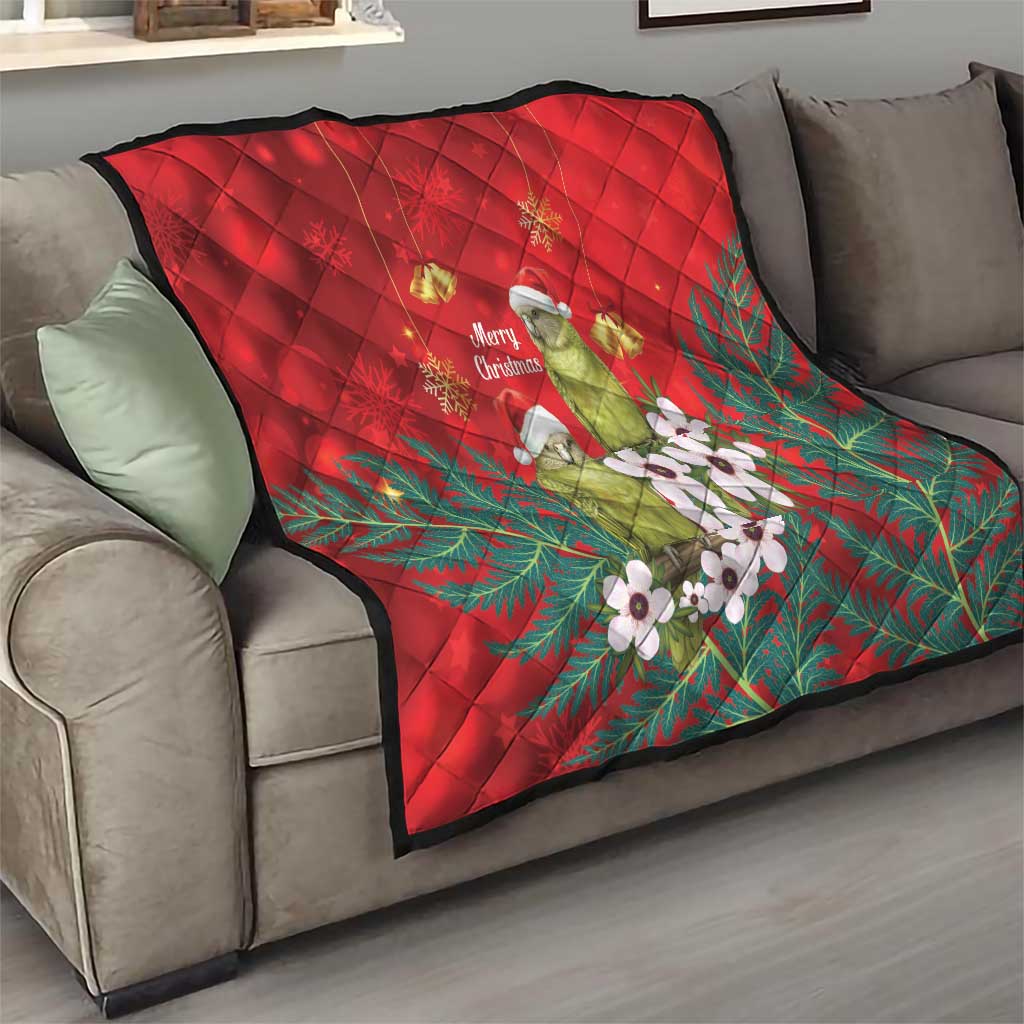 New Zealand Kakapo Christmas Quilt Owl Parrot Santa Sliver Fern Manuka - Red - Aussie Hoodie