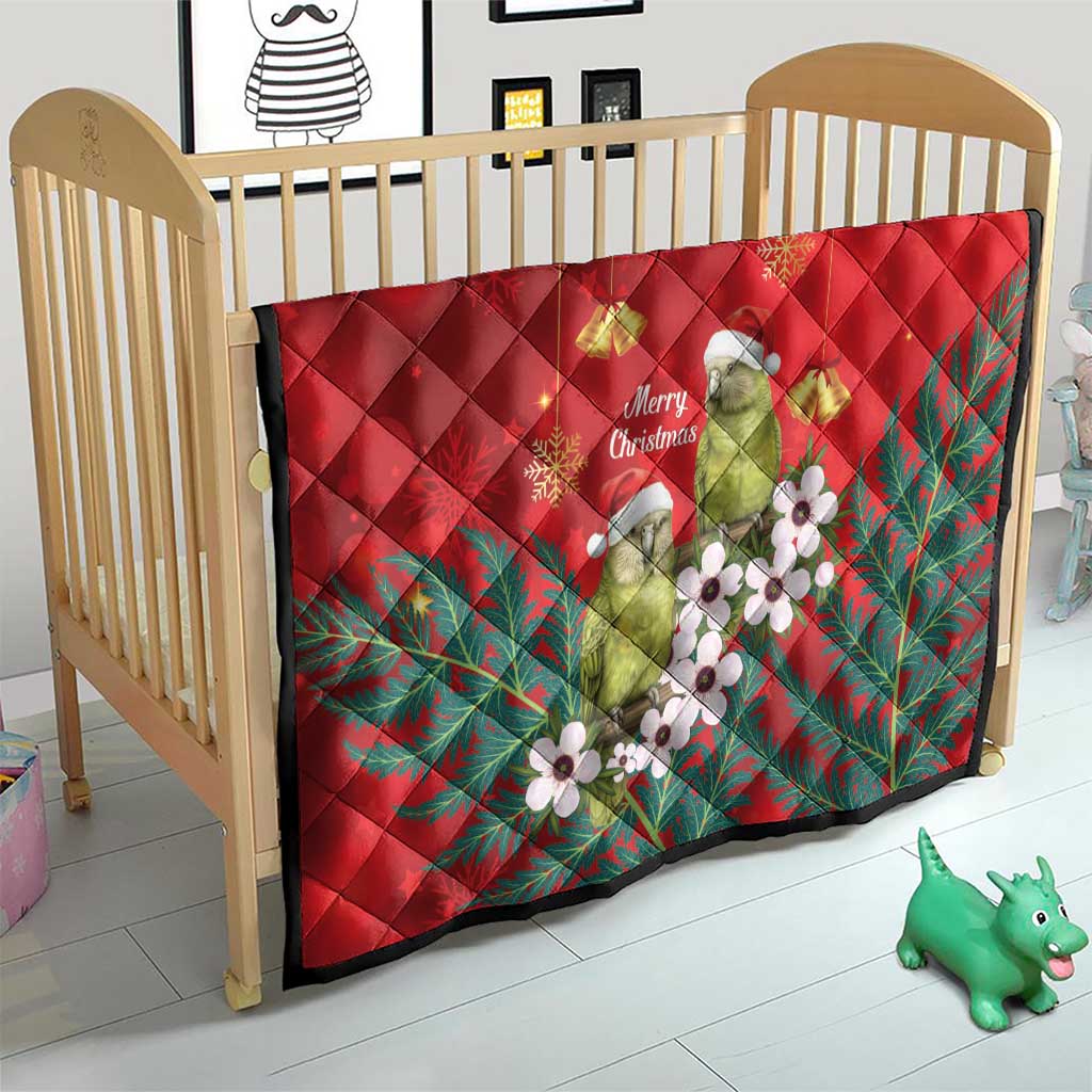 New Zealand Kakapo Christmas Quilt Owl Parrot Santa Sliver Fern Manuka - Red - Aussie Hoodie