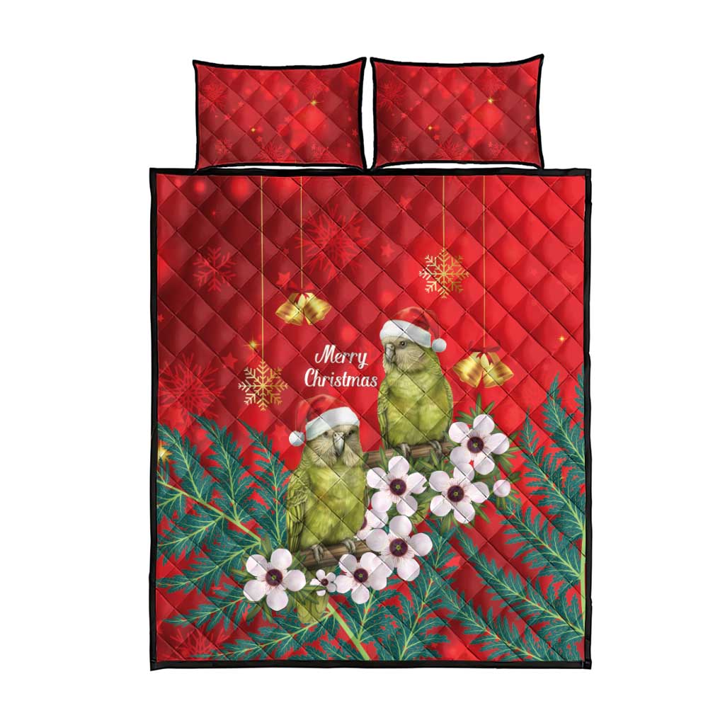 New Zealand Kakapo Christmas Quilt Bed Set Owl Parrot Santa Sliver Fern Manuka - Red - Aussie Hoodie