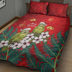 New Zealand Kakapo Christmas Quilt Bed Set Owl Parrot Santa Sliver Fern Manuka - Red - Aussie Hoodie