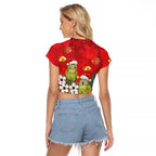 New Zealand Kakapo Christmas Raglan Cropped T Shirt Owl Parrot Santa Sliver Fern Manuka - Red - Aussie Hoodie