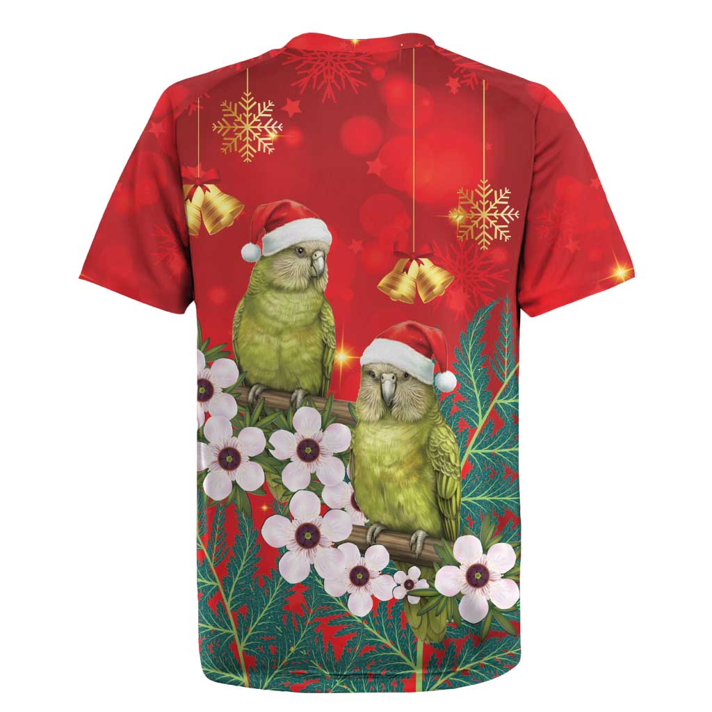 New Zealand Kakapo Christmas Rugby Jersey Owl Parrot Santa Sliver Fern Manuka - Red - Aussie Hoodie