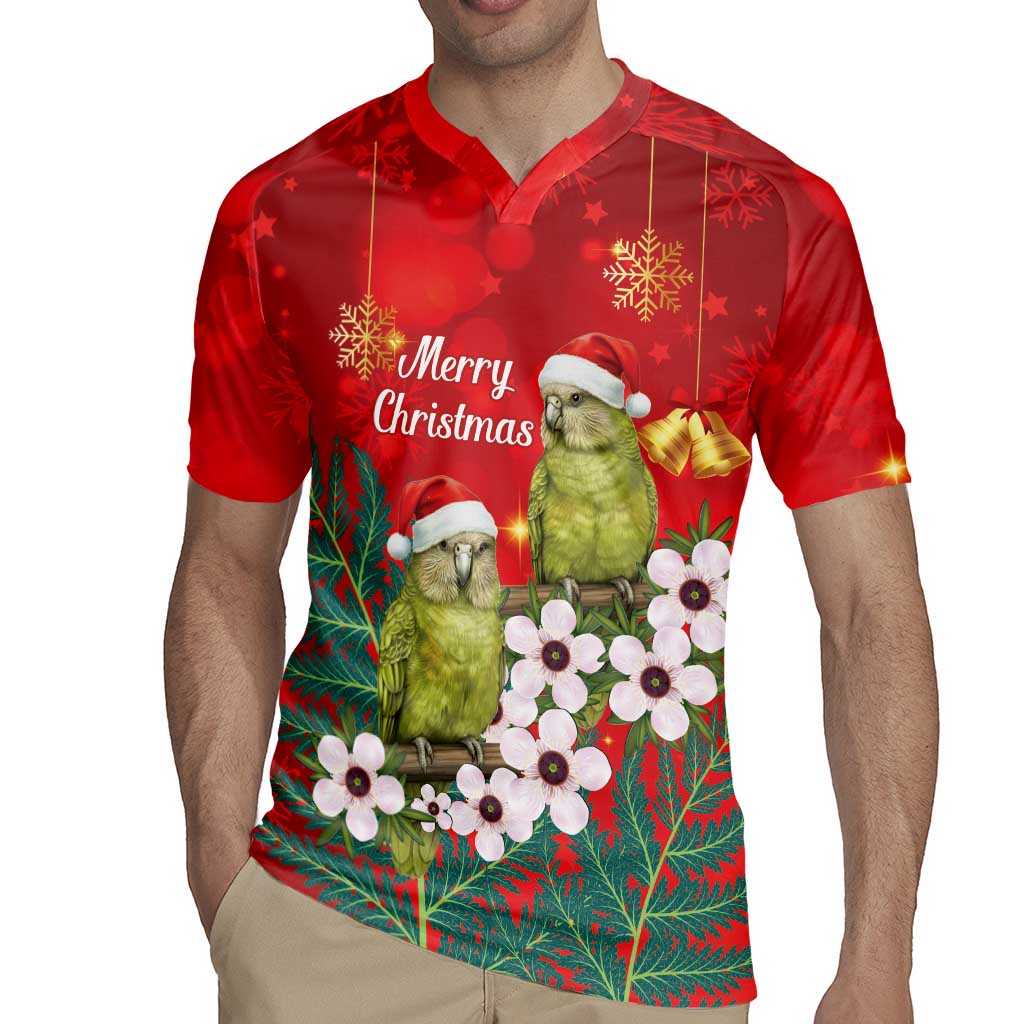 New Zealand Kakapo Christmas Rugby Jersey Owl Parrot Santa Sliver Fern Manuka - Red - Aussie Hoodie