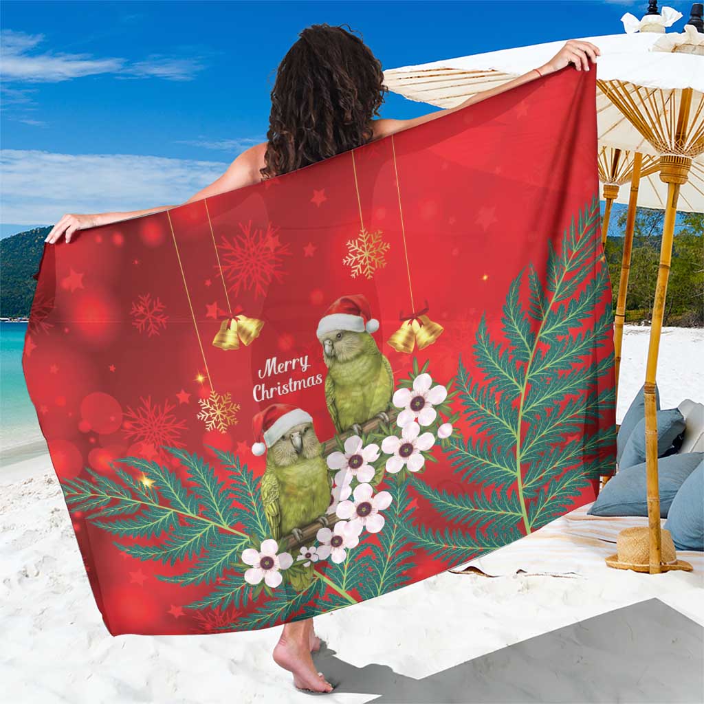 New Zealand Kakapo Christmas Sarong Owl Parrot Santa Sliver Fern Manuka - Red - Aussie Hoodie