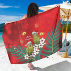 New Zealand Kakapo Christmas Sarong Owl Parrot Santa Sliver Fern Manuka - Red - Aussie Hoodie