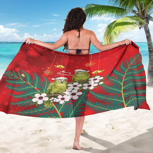 New Zealand Kakapo Christmas Sarong Owl Parrot Santa Sliver Fern Manuka - Red - Aussie Hoodie