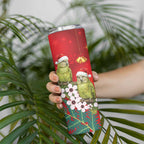 New Zealand Kakapo Christmas Skinny Tumbler Owl Parrot Santa Sliver Fern Manuka - Red - Aussie Hoodie