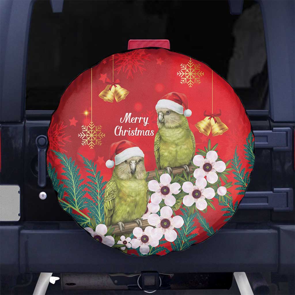 New Zealand Kakapo Christmas Spare Tire Cover Owl Parrot Santa Sliver Fern Manuka - Red - Aussie Hoodie